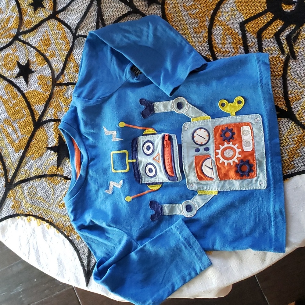Mini Boden 3-4Y long sleeve robot shirt